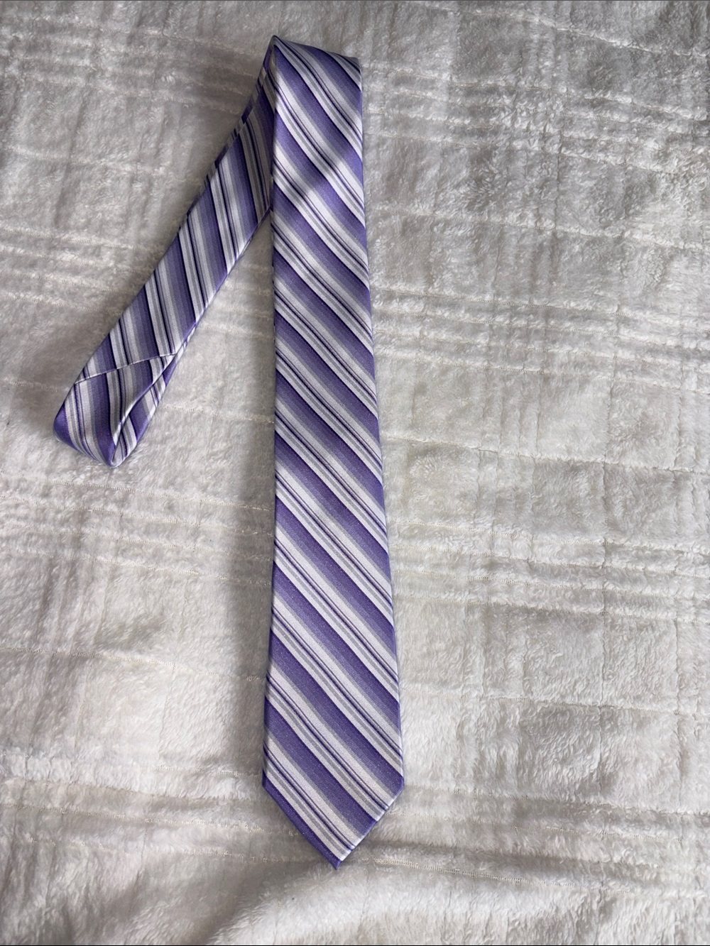 Express 100% Silk Purple and White Striped Men's Tie